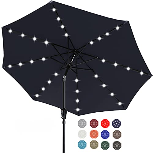 Solar Led Patio Umbrella with 32 Lights 9FT
