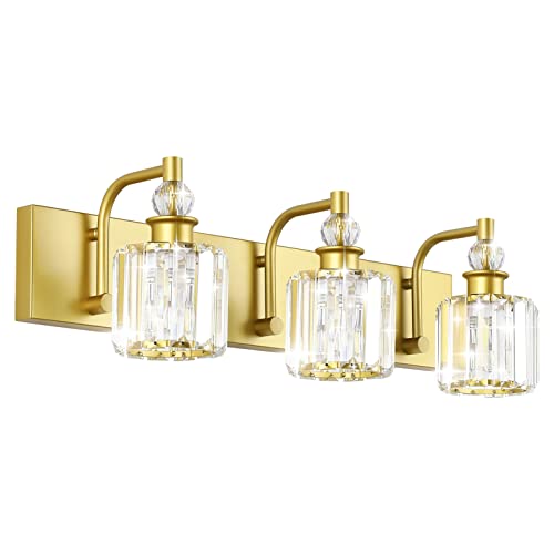 Crystal Vanity Light 3 Light Gold Crystal Bathroom Vanity Lights Fixtures Over Mirror Modern Gold Vanity Light