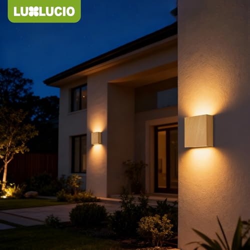 2 Pack Indoor Outdoor Natural Wood Grain Up and Down LED Wall Light (2 Count)