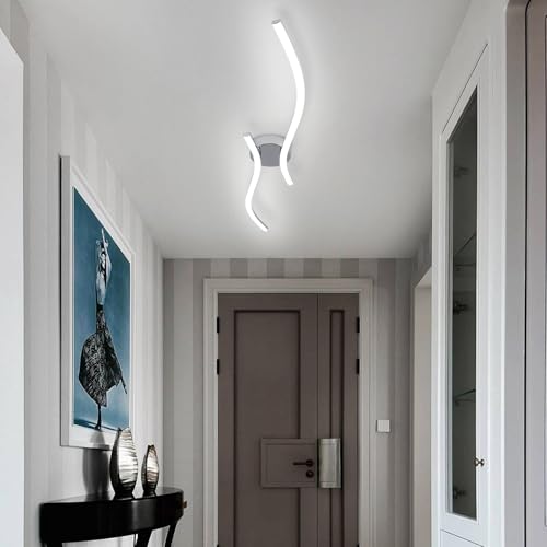 28W Chrome Linear Ceiling Light Modern LED Ceiling Light Fixture 6000K Aluminum 39.37Inch Long Ceiling Lamp for Hallway