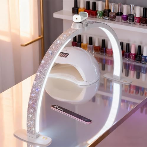 Half Moon Light for Nail Desk with Phone Holder