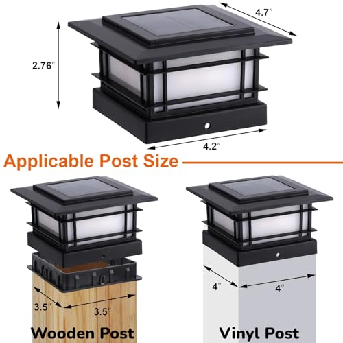 4x4 Solar Post Cap Lights Outdoor with 2 Color Modes (8 Count)