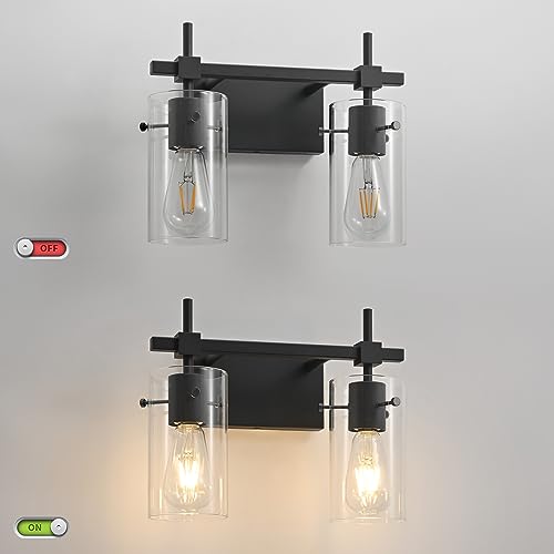 Vintage 2 Lights Bathroom Light Fixtures Wall Sconces Black Vanity Lights for Bathroom Vanity Lighting Fixtures Wall Light Fixtures Bathroom Vanity Lights BK