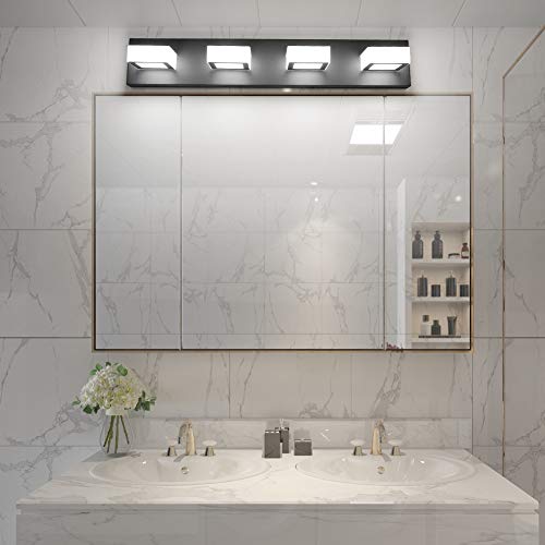 LED Black 4 Lights Acrylic Lighting Fixtures Modern Matte Black Bathroom Vanity Lights