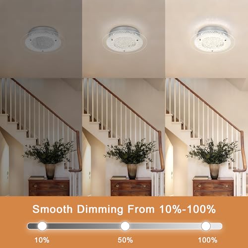 Crystal Ceiling Light Fixture Dimmable Modern Kitchen Light Fixtures LED 11" Crystal Flush Mount Ceiling Light Fixture for Bathroom Hallway Foyer Entrance Laundry Room Closet