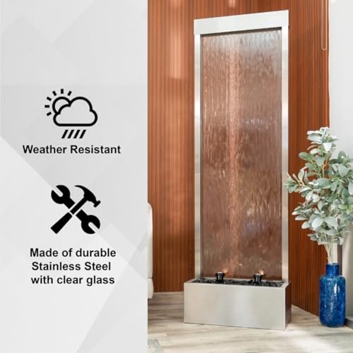 68" H Freestanding Modern Waterfall Fountain