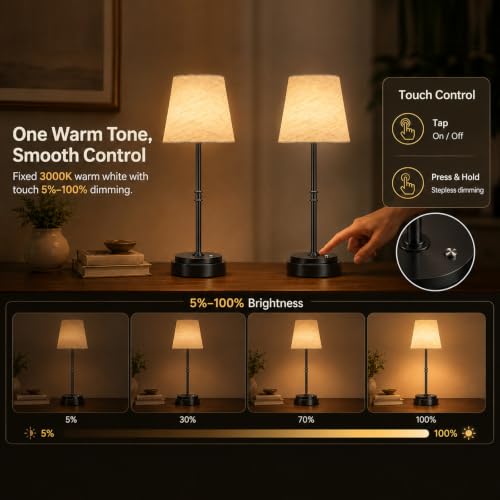 Cordless Table Lamps 2 Pack (2 Count)