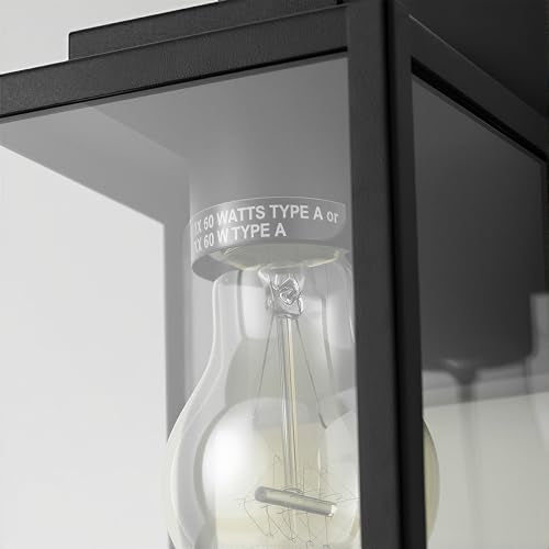 7" Classic Outdoor Wall Sconce 1 Light in Matte Black Rectangular Metal Frame and Clear Glass Shade Waterproof Porch Light Patio Light Pack of 2 (2 Count)