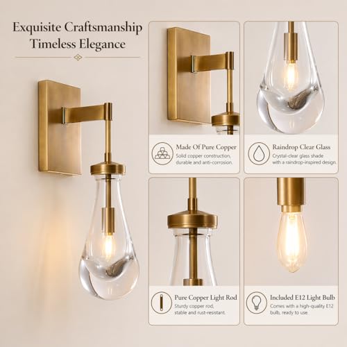 Raindrop Brass Wall Sconces Set of 2 (2 Count)