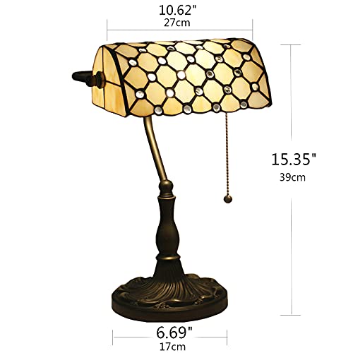 Tiffany Style Bankers Table Lamp Stained Glass Piano Desk Lamp Vintage Bedroom Bedside Lamp for Study