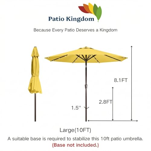 10FT Solar Umbrella 32 LED Lighted Patio Umbrella Table Market Umbrella w