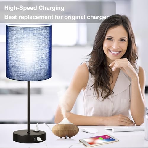 2 Pack Touch Control Table Lamps with 2 USB & AC Outlet