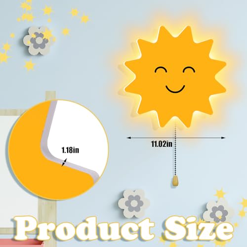 Kids Wall Sun Lamp Night Light Floating Battery Operated Hanging