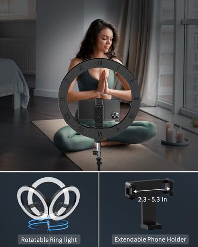 10" Ring Light Tripod for iPhone Overhead Phone Mount Holder