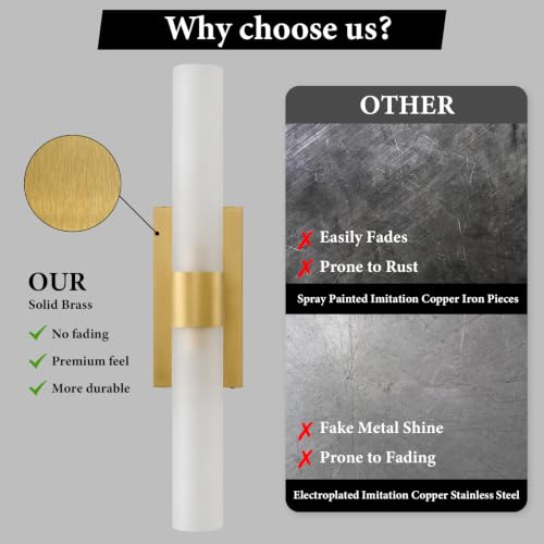Gold Brass Bathroom Wall Sconce (2 Count)