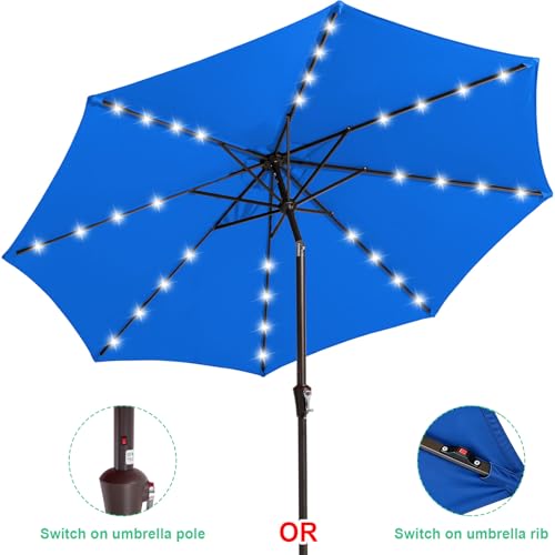 9FT Outdoor Patio Umbrella with Solar Lights
