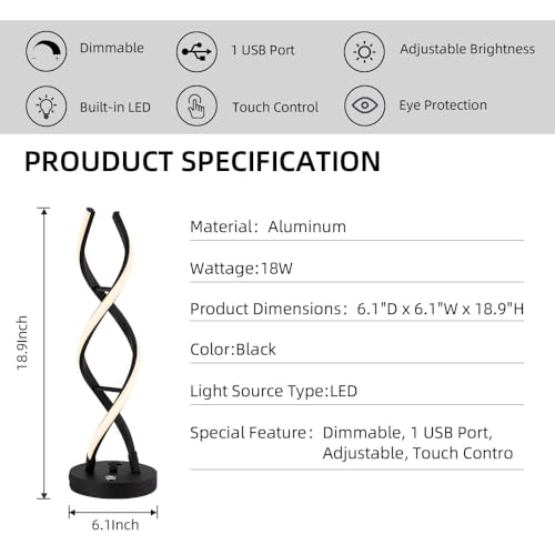 LED Modern Table Lamp (2 Count)