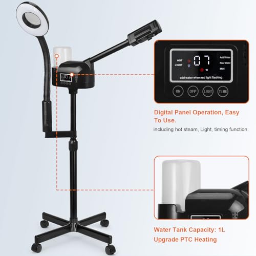 Professional Facial Steamer with 5X Magnifying Lamp