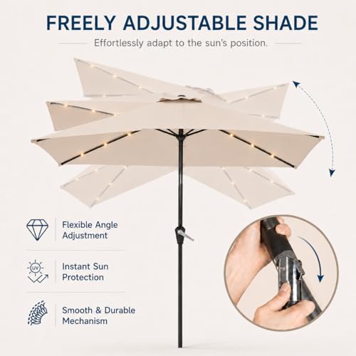 6.5 x 10ft Rectangular Patio Umbrella with Solar Lights