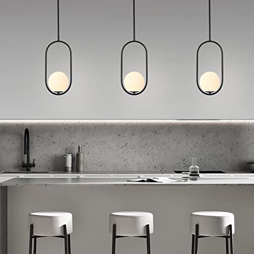 Modern Pendant Lighting One Light Chandelier Globe Black Pendant Light Indoor Hanging Light Fixture for Kitchen Island Dinning Room Bedroom