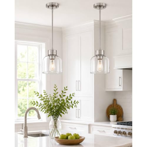 2 Pack Brushed Nickel Kitchen Pendant Lights (2 Count)