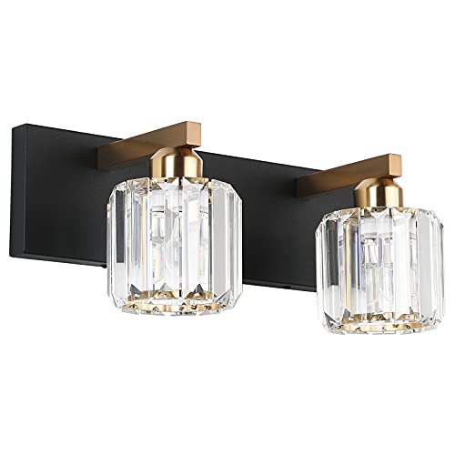 Vanity Lighting Fixtures for Bathroom Matte Black Vanity Lights Fixtures Crystal 2 Lights Wall Light Fixture Over Mirror