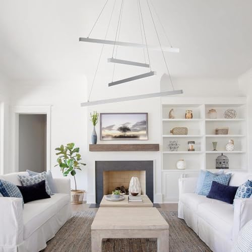 Modern 4 Light Dimmable LED Linear Chandelier Pendant Light