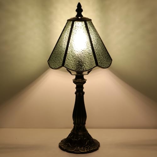Tiffany Style Table Lamp Green Diamond Stained Glass Lamp 14 Inch