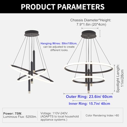 LED Black Modern Chandeliers