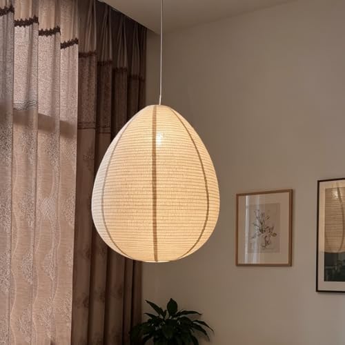 Linen Pendant Light Shade 24 Inches Egg Shape Hanging Lamp Shade