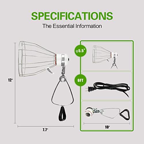 Clamp Lamp Light with Steel Cage Wire Grill Up to 250W E26 Socket