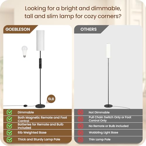 2 Pack Dimmable Floor Lamps for Living Room with 2 Remotes and Foot Switch (2 Count)