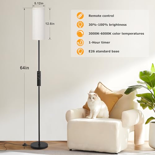 64'' Floor Lamps for Living Room with Remote Control and Stepless Dimmable Colors Temperature & Brightness