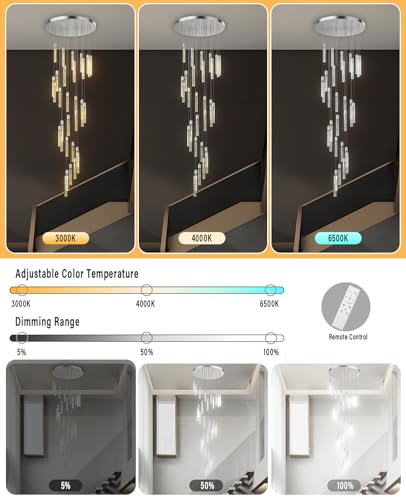 36 Light Modern LED Crystal Chandeliers for Living Room Entryway