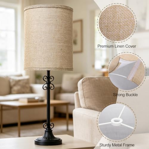 Burlap Tall Drum Lamp Shades Set of 2