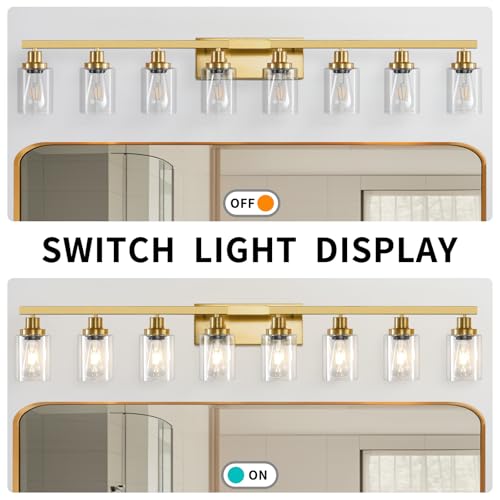 8 Light Gold Vanity Lights Over Mirror Bathroom Light Fixtures 52" (8 Count)