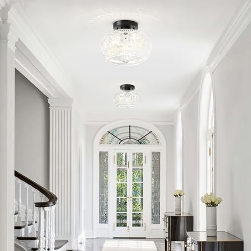 Globe Glass Semi Flush Mount Ceiling Light Fixture