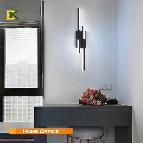 Modern LED Wall Sconce Black Remote Wall Light Fixtures for Bathroom