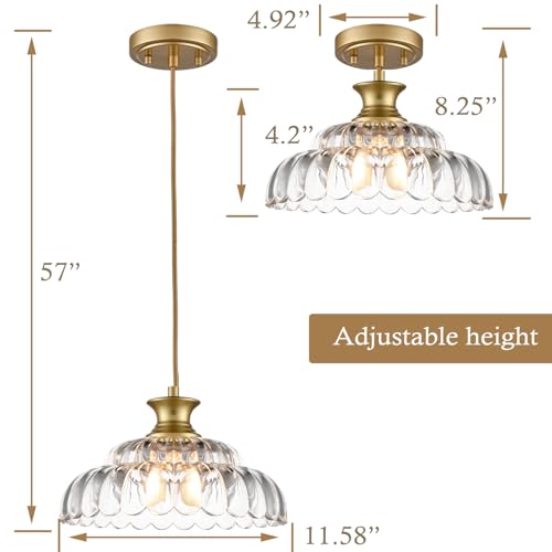 Vintage Gold Clear Glass Pendant Lights Kitchen Island