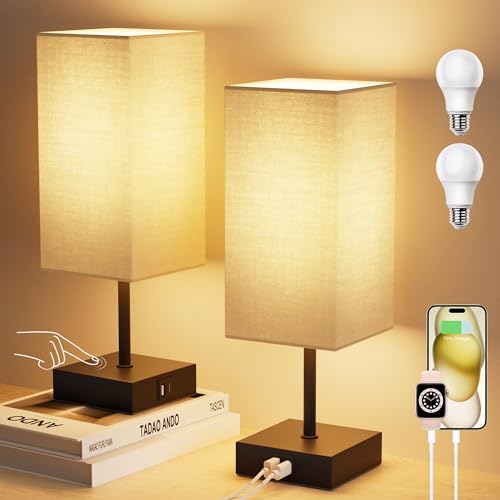 Touch Bedside Table Lamp for Bedroom (2 Count)