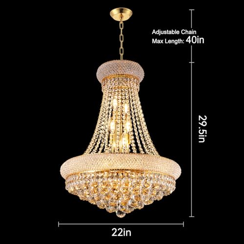 22 Inch Gold Crystal Eiffel Tower Chandelier