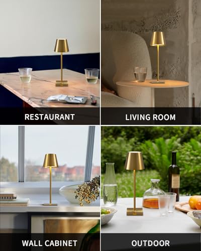 2 Pack Cordless Gold Table Lamps (2 Count)