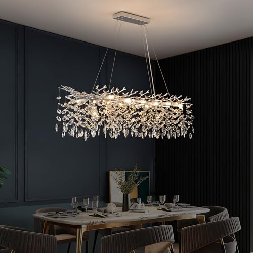 Modern Rectangle Crystal Tree Branch Chandelier