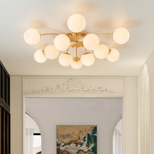 12 Light Milk Glass Pendant Light