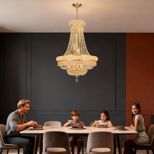 Gold Crystal Chandeliers for Dining Room