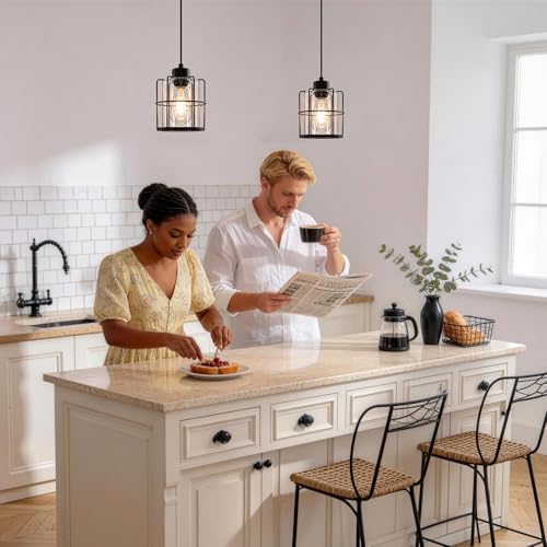 Industrial Black Pendant Lights Kitchen Island (2 Count)