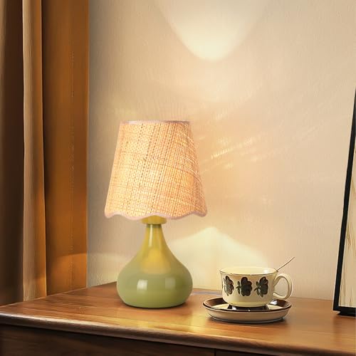Green Cute Small Boho Table Lamp for Bedroom Bedside