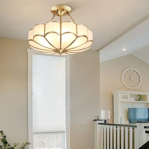 24 Inch Brass Semi Flush Chandelier