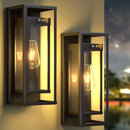 Dusk to Dawn Outdoor Wall Light 15in Waterproof Large Porch Sconce (2 Count)