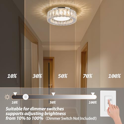 11 Inch Chrome Modern Luxury Crystal Flush Mount Ceiling Light